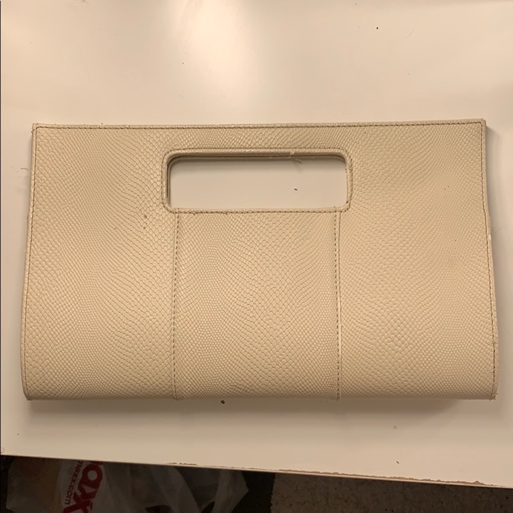 Beige croc clutch purse